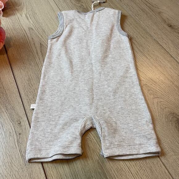 Newborn Earth Nymph Pirate Whale Gray Stripe Romper One Piece 100% Cotton - Picture 2 of 5
